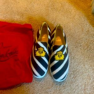 Navy blue and white striped Christian louboutin new